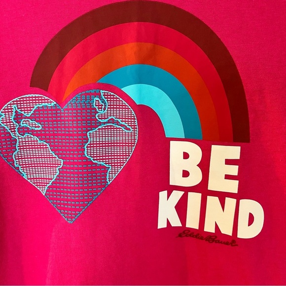Eddie Bauer Kids “Be Kind” Pink T-Shirt | Girls size Large 10/12 - Picture 2 of 6